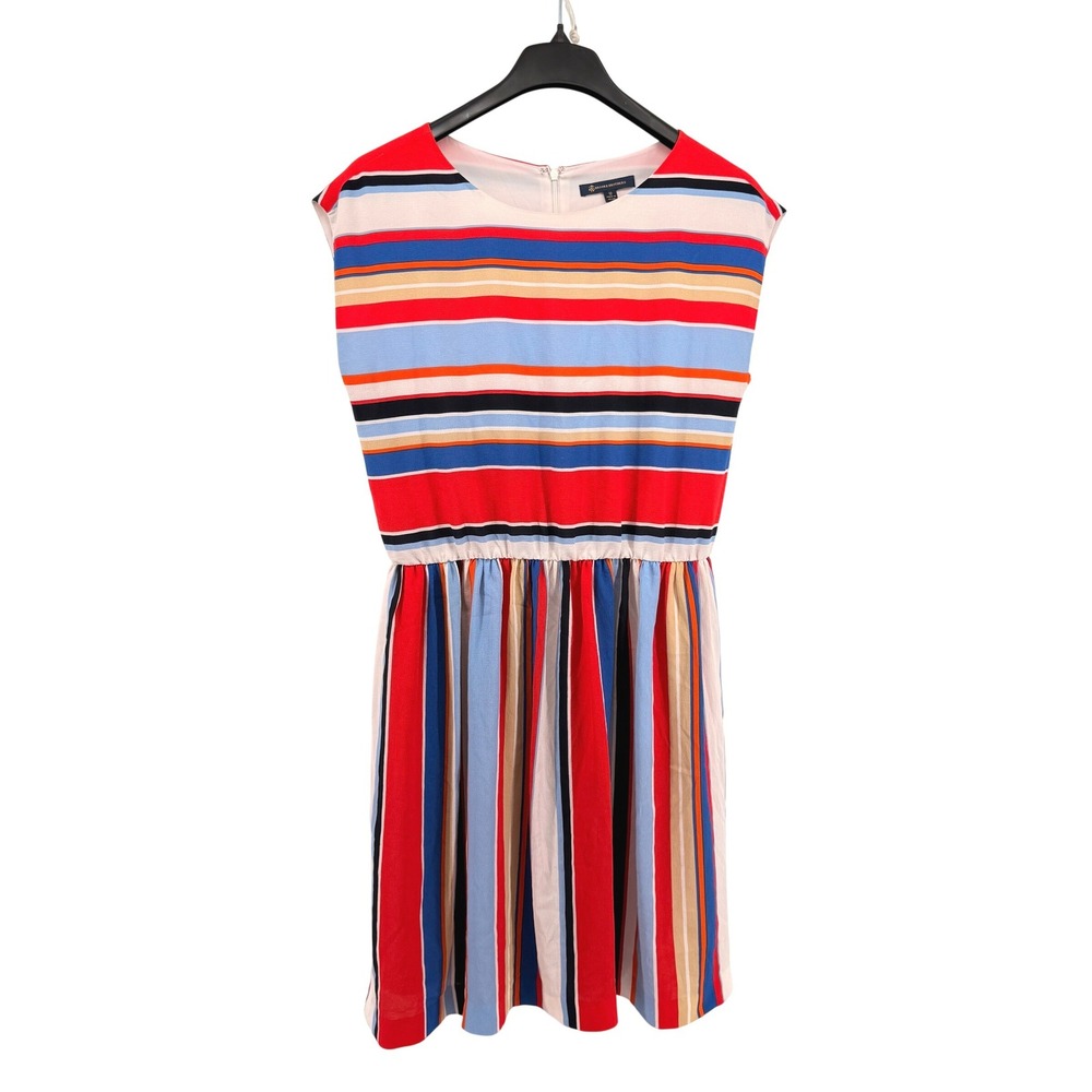 Brooks Brothers Striped Dress Womens 12 Pre-Owned Sleeveless Multicolor Elastic
